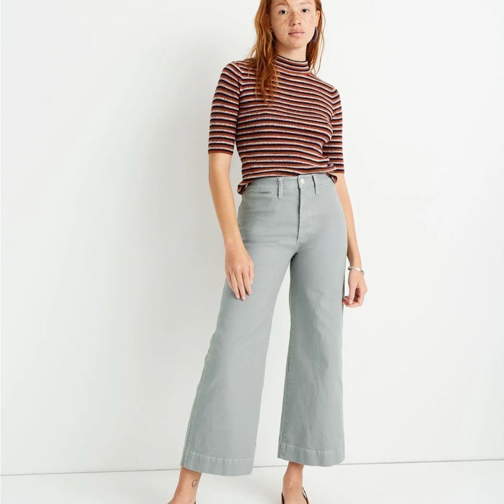Madewell Wide Leg Pants in Light Gray